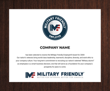 Military Friendly Employer Award Plaque